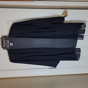 Dana Kay Black Dressy Open Jacket 16 Sheer Sparkles Long Sleeve